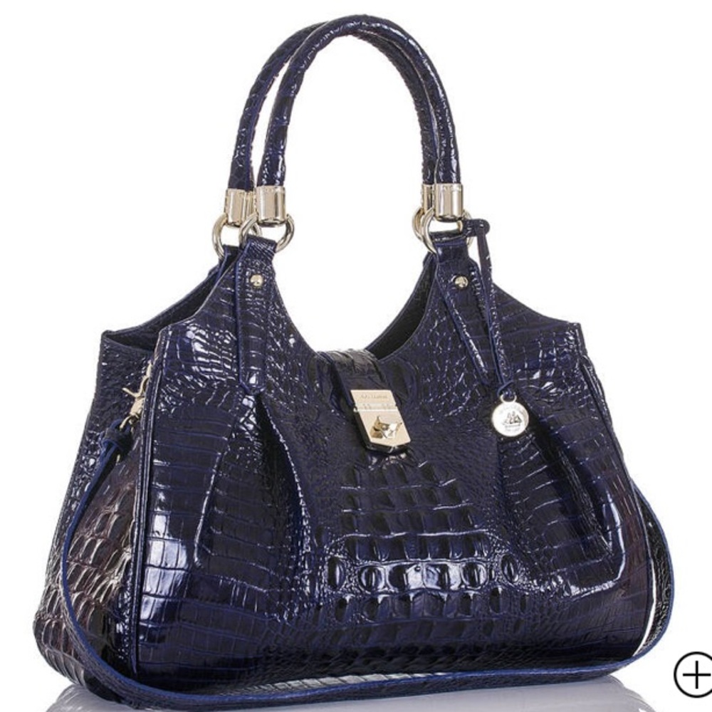 BRAHMIN SET - Elisa Ink Hobo + Checkbook Wallet + Sand Dollar Tassel - Picture 3 of 16